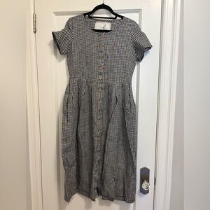 Black and White Gingham Button-Down Dress Not Perfect Linen